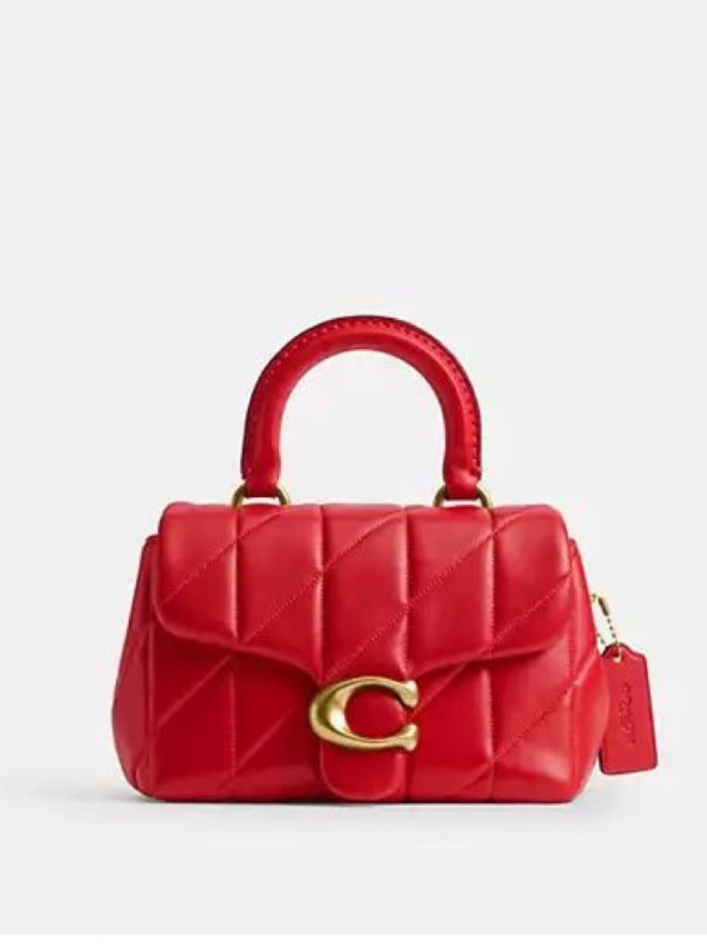 Coach Red Quilted Top-Handle Satchel with Gold C Clasp like a New